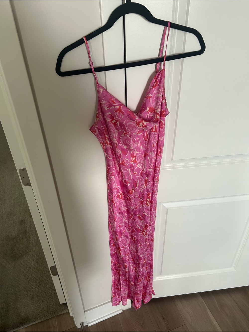 Spell Pink Floral Satin Slip Maxi Dress